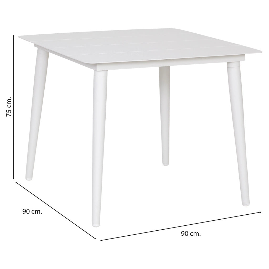 Tavolo in alluminio bianco 90x90x75 cm