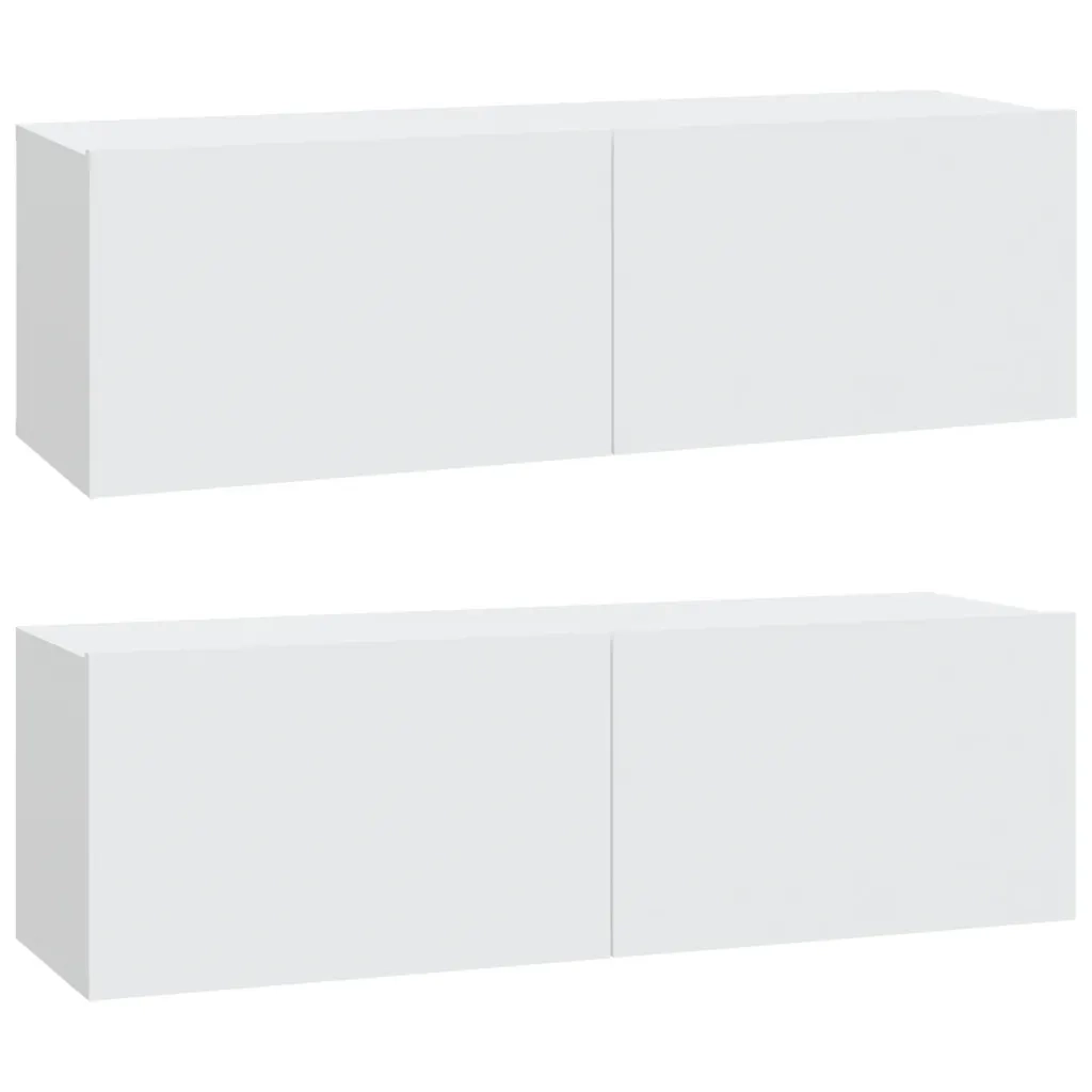 Mobili TV da Parete 2 pz Bianchi 100x30x30 cm Legno Multistrato 804544