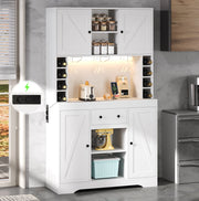 Credenza buffet LED con prese, 105x40x180 cm, bianca