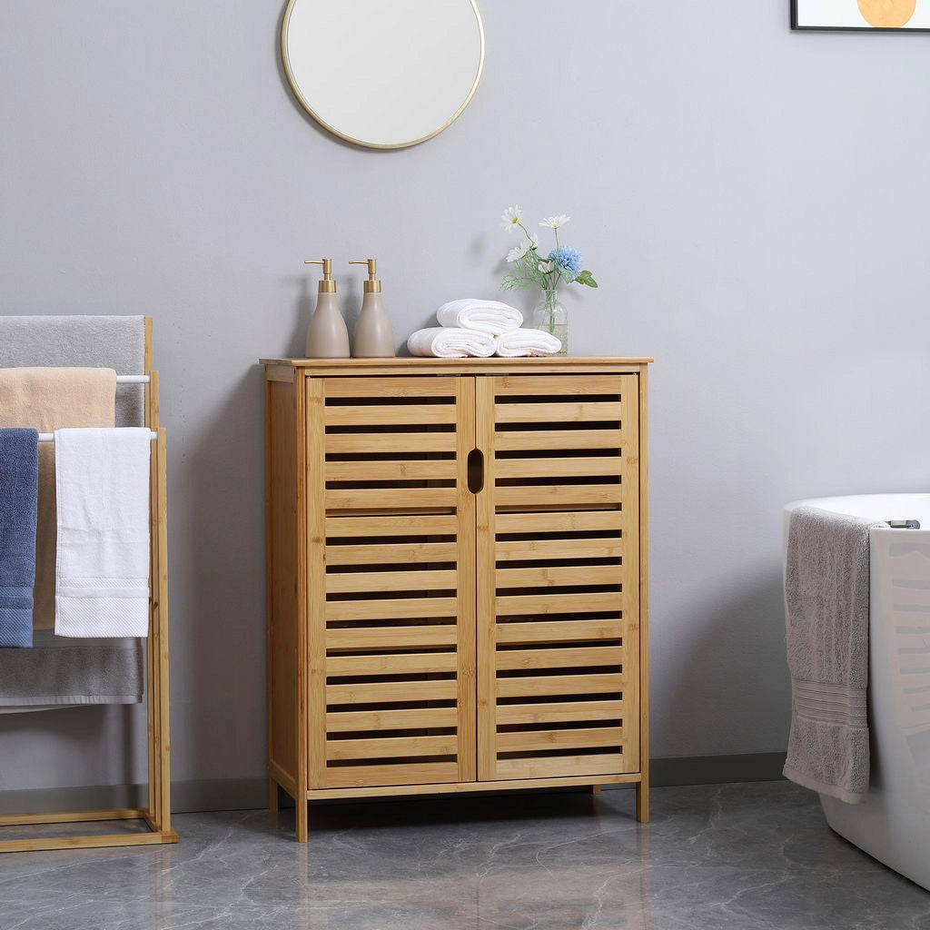 MOBILE BAGNO MODERNO A 2 ANTE CON 2 RIPIANI  68X32X86 CM COLOR LEGNO