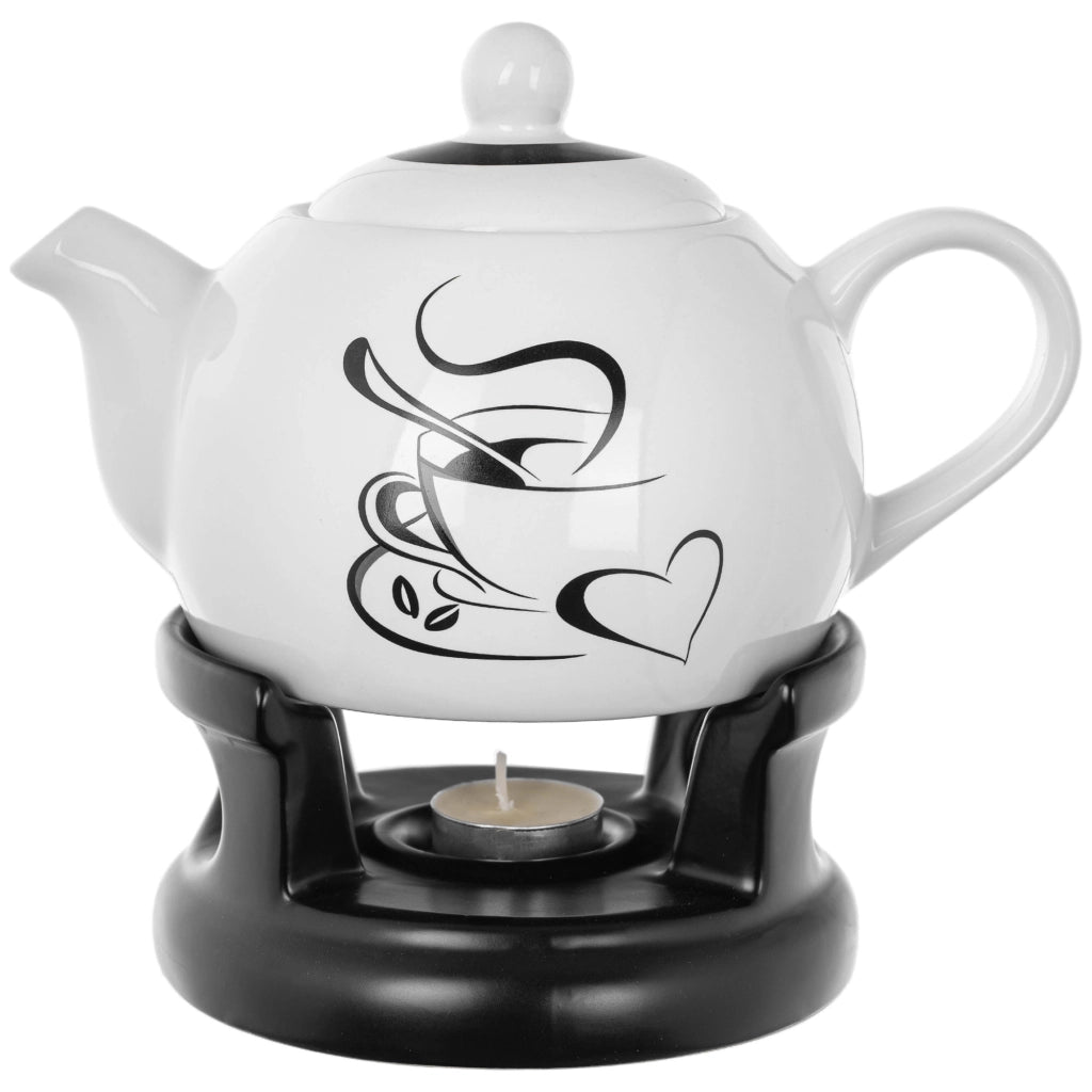 Teiera KADAX con scaldavivande, 1 litro, in ceramica, ideale come regalo.