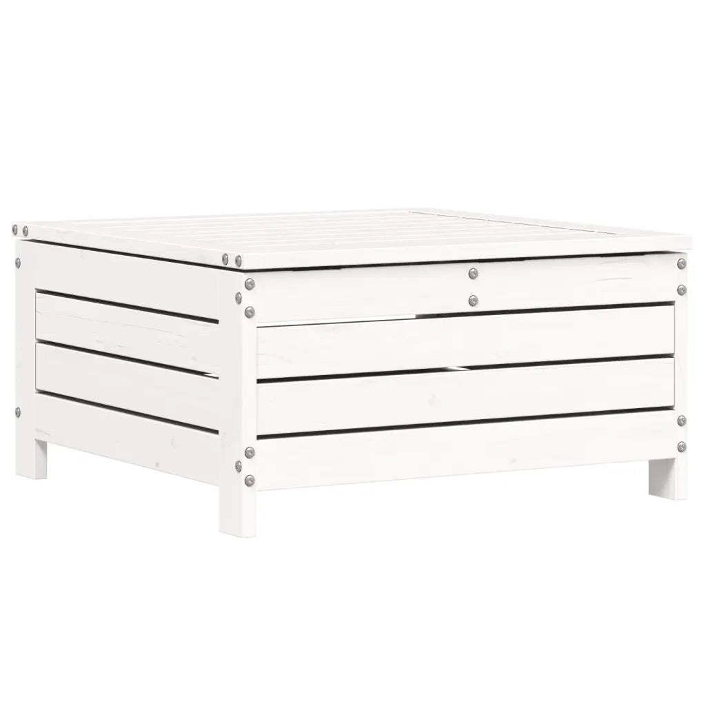 Sedia da giardino-Poggiapiedi da Giardino con Cuscino Legno Massello Pino Bianco 123478