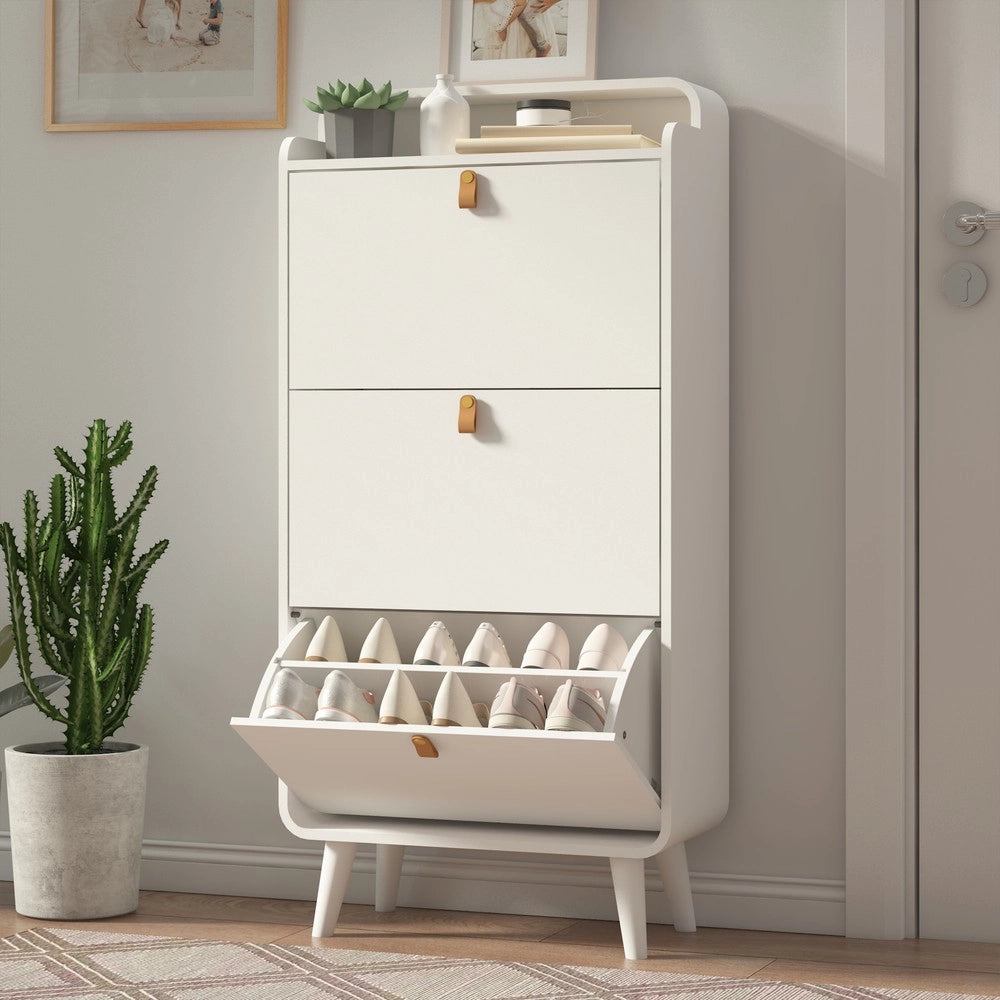 Scarpiera Slim con Ante Ribaltabili e Ripiani ¨C MINIMAL ¨C Bianco