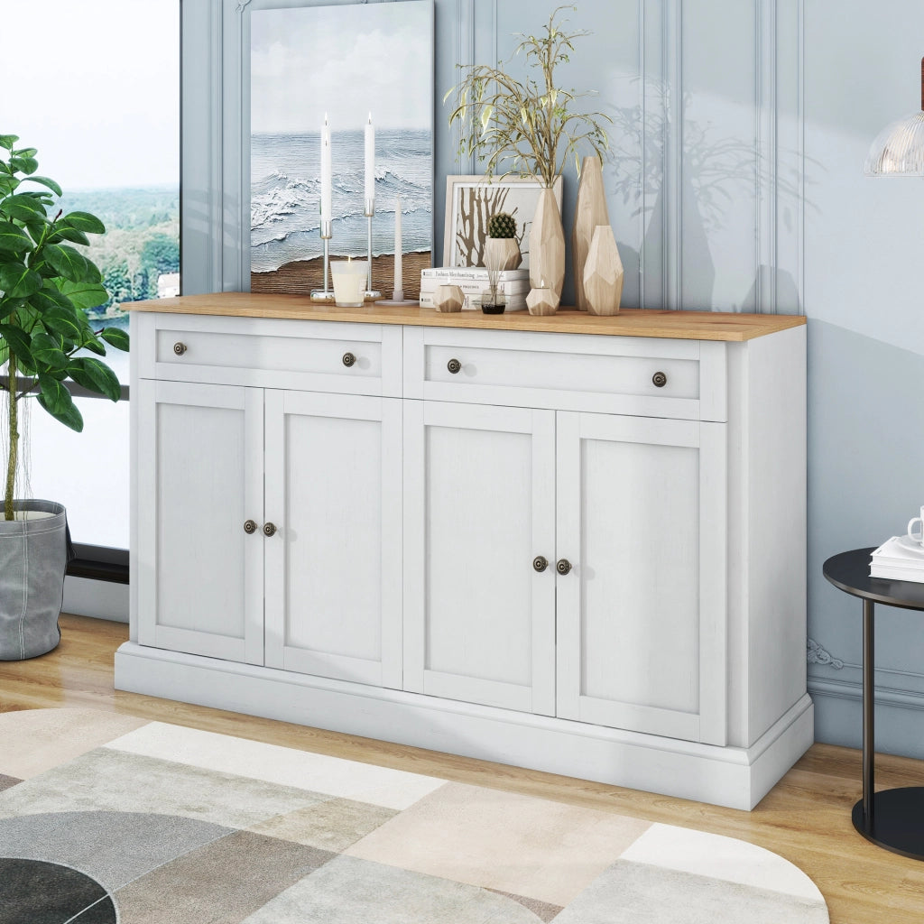 Credenza con 4 ante e 2 cassetti; ripiani regolabili - per soggiorno - 150×40×86 cm