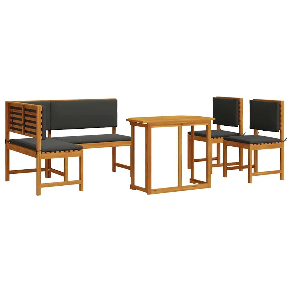 Set Panchina da Giardino 4 pcs Marrone Legno di Acacia Massello 3329102