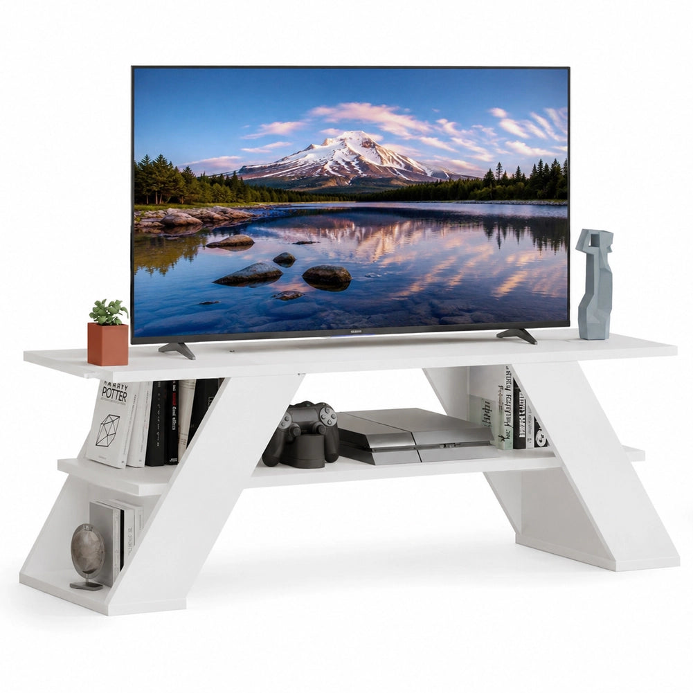 Mobile Porta Tv Moderno per Soggiorno Bianco in Legno Resistente 120x33.5x40cm