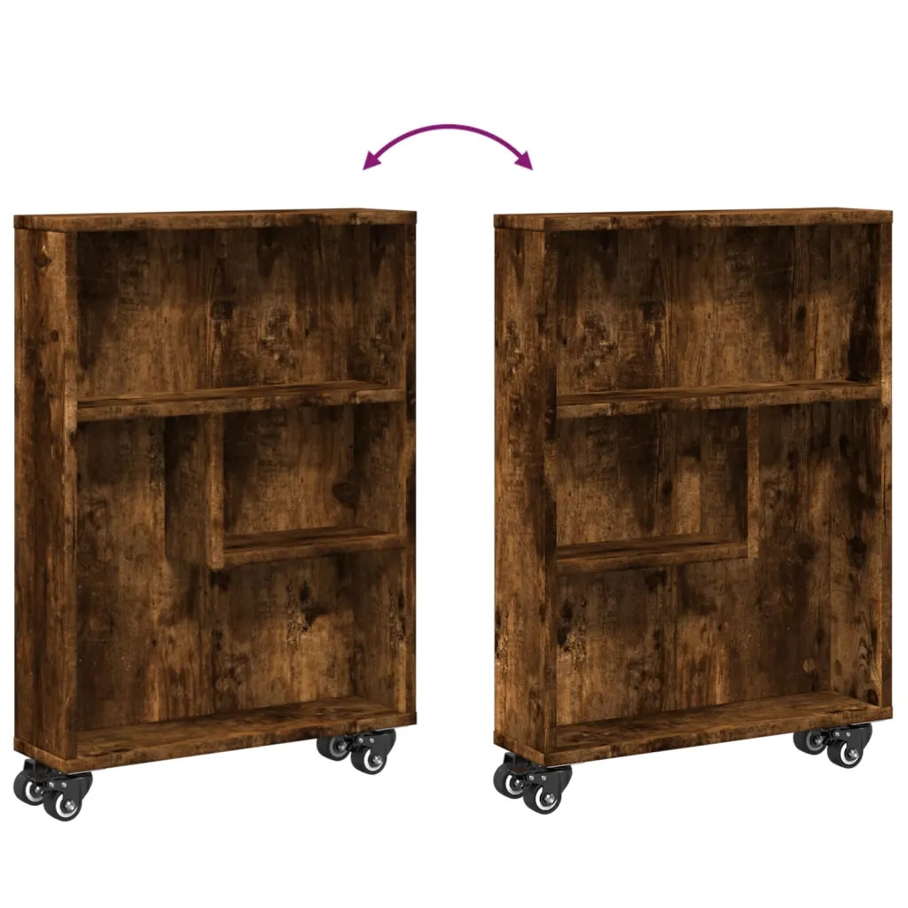 Carrello Stretto Rovere Fumo 48x13x68 cm in Truciolato
