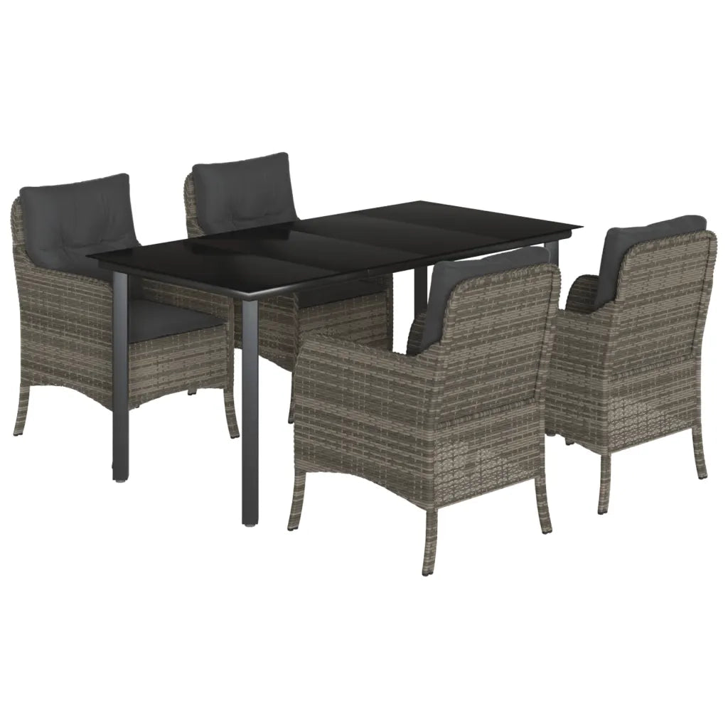 Set da Pranzo da Giardino 5 pz con Cuscini in Polyrattan Grigio 3211958