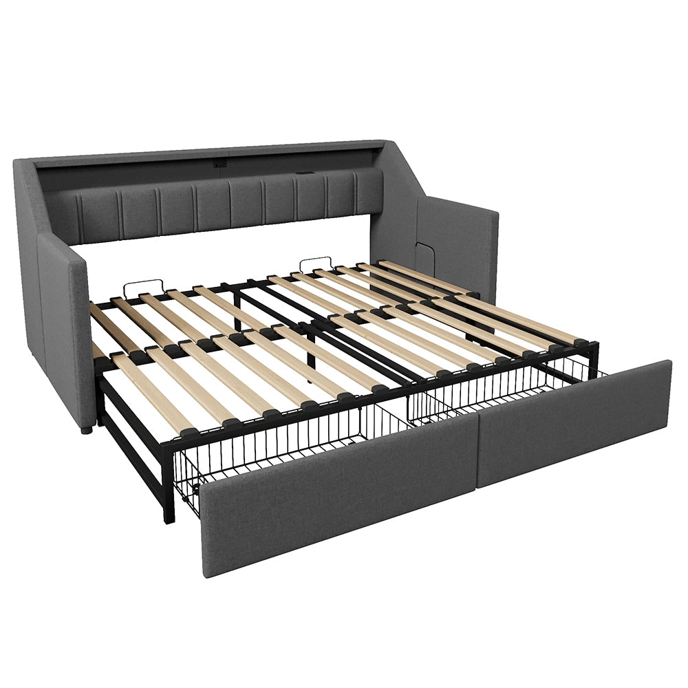 Daybed - Xylo - 90x200 cm LED USB 2 cassetti grigio