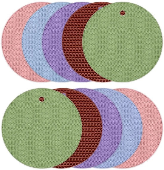 Tavolo di silicone 10 pezzi - Resistenti al calore - Antiscivolo - Pieghevole - Diametro 17,5 cm - Adatto al lavastoviglie - Sottopiatto