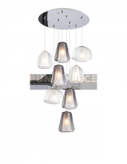 SOSPENSIONE CROMO 8 LUCI TONDA VETRI (ALPHA 2X TR) (BETA 2X TR) (GAMMA 4X FU) 1176CR-S8 T ABG-TF