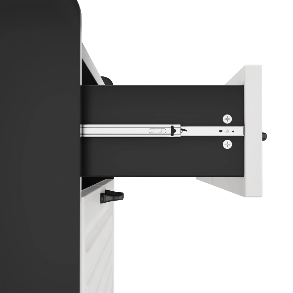 Scarpiera con 3 Ante a ribalta girevoli e 2 Cassetti con Dispositivo antiribaltamento per Ingresso in Pannello truciolare 80×23.5×131 cm Bianco e Nero