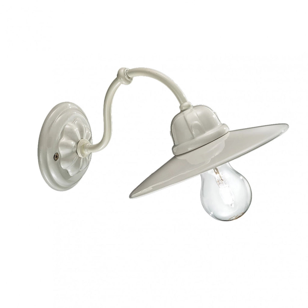 Applique Vintage B&W Metallo Smaltato Bianco 1 Luce E27