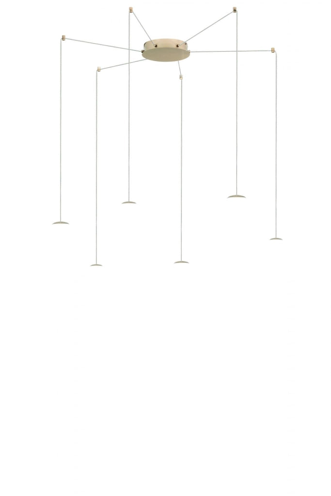 SOSPENSIONE SANTOS RAGNO SPOSTABILE 6 LUCI ORO LED 3000K 2880LM 48W D.11-14CM SENZA VETRI