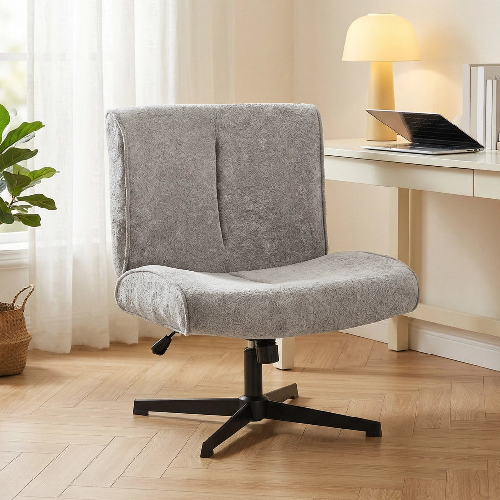 Poltrona girevole in velluto reclinabile ¨C zephmum ¨C Grigio, 80x90x100