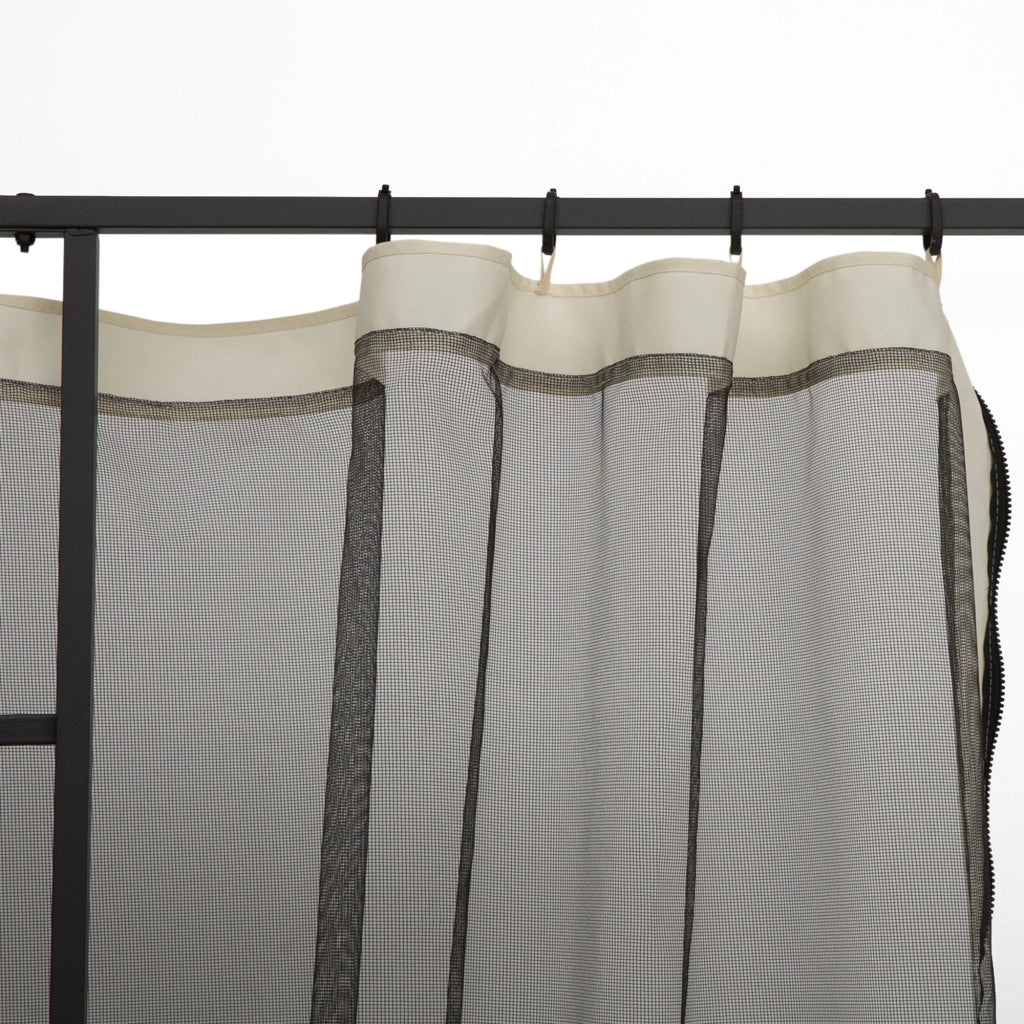 Zanzariera per Gazebo Tende di Ricambio Universale 302x207 cm con Cerniere Nero/Beige