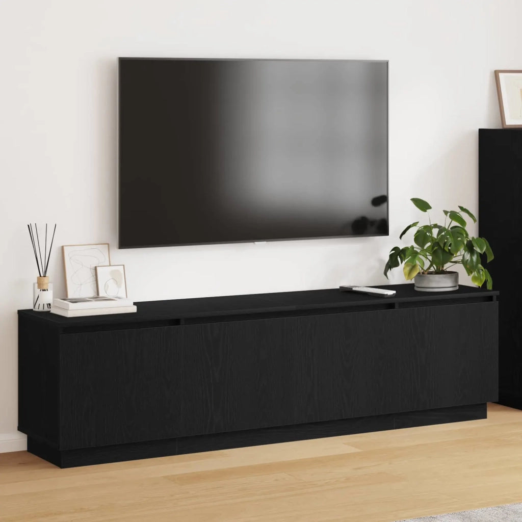 Mobile TV-Credenza per TV Rovere Nero 180 x 38 x 49 cm Legno multistrato