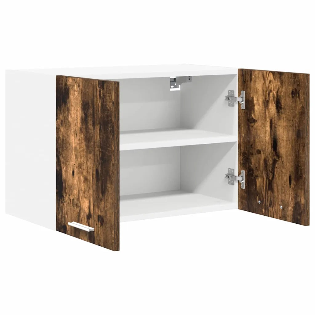 Armadio pensile con porta 2 pcs Rovere Affumicato e Bianco