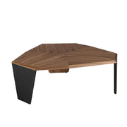 Tavolino asimmetrico in noce e pvc nero