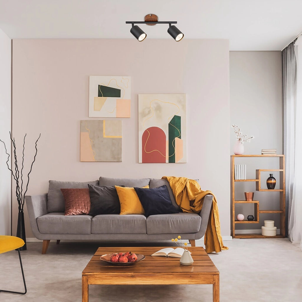 Faretto soffitto/parete 2 luci rovere/nero GU10 Rabalux Edmund