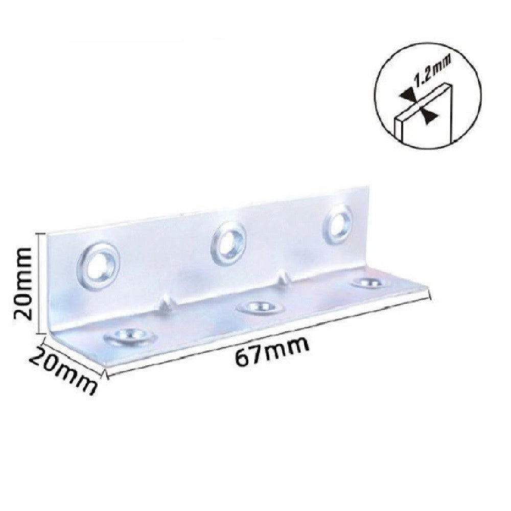 Trade Shop - Set 4 Pz Lastrine Lastrina Ad Angolo Angolare 67x20x20x1.2mm Viti Mobili 57129 -
