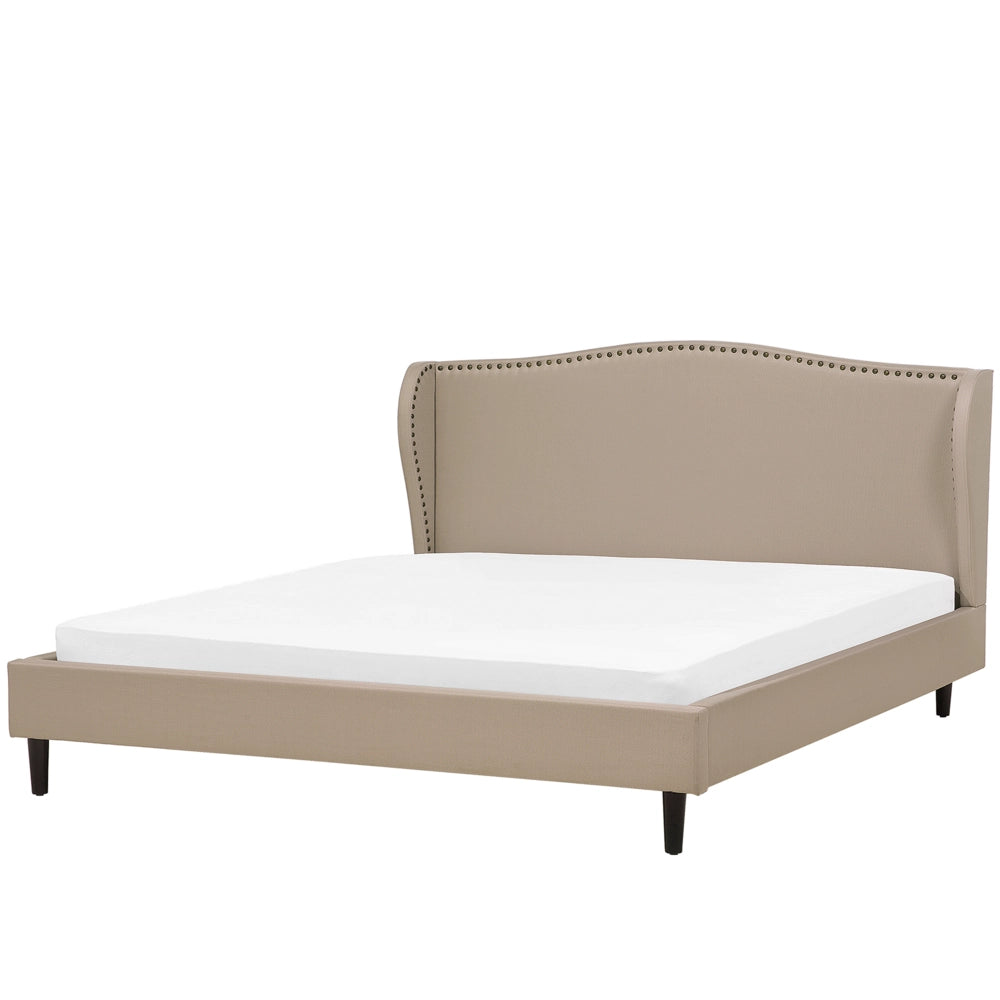 Letto rivestimento in tessuto beige King Size 160 x 200 tradizionale