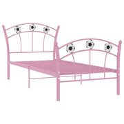 Letto singolo | Letto per adulti | Giroletto con Motivo Calcio in Metallo Rosa 90x200 cm