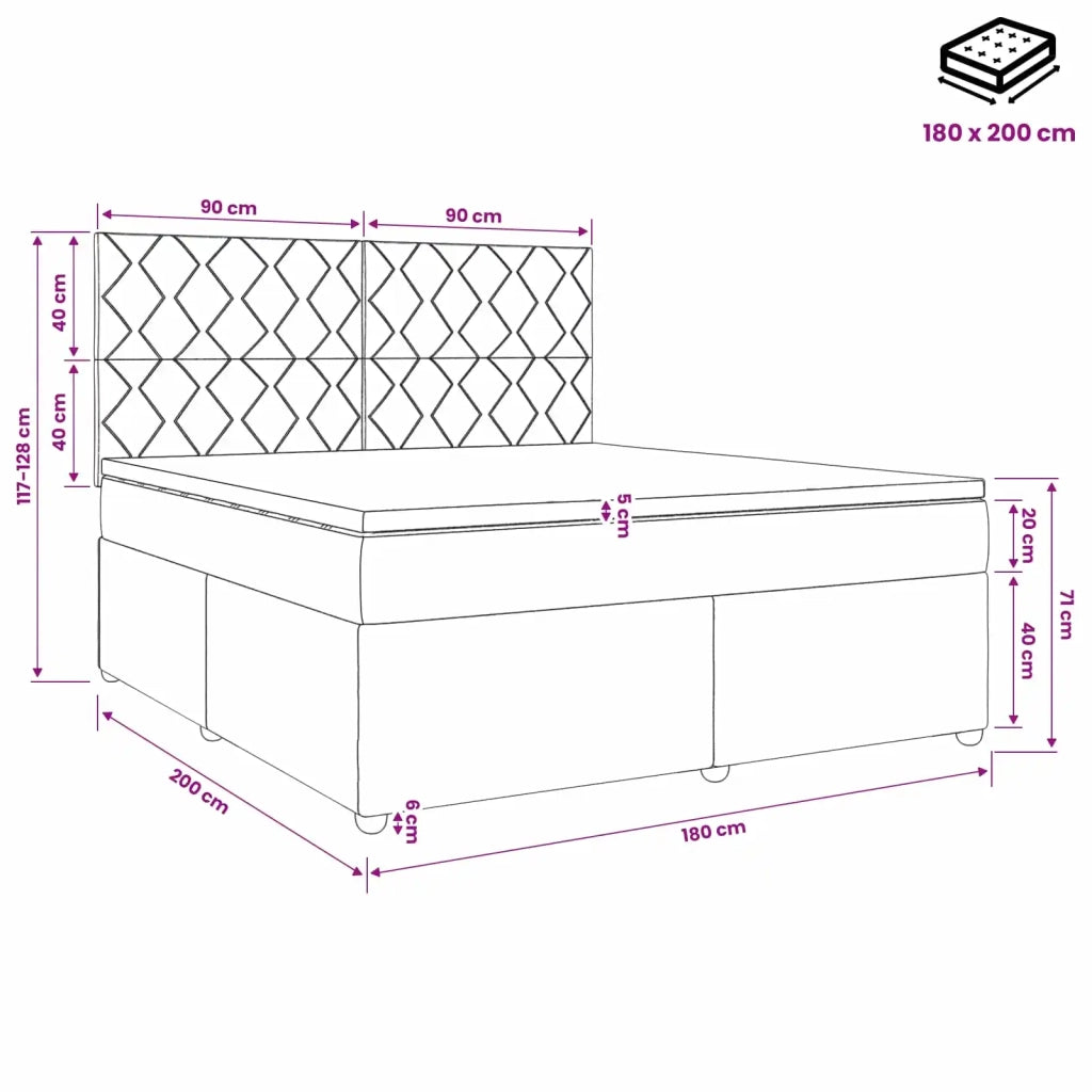 Letto box spring con materasso Blu 180 x 200 cm Velluto 3454665