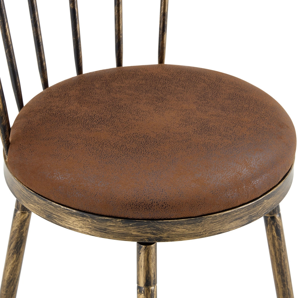 Sgabello da bar con schienale Windsor e seduta imbottita - in tessuto - marrone 73 × 45.5 × 45 cm