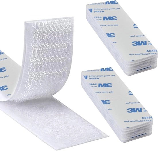Impianti di chiusura ad adesivo extra resistenti - Set da 10 strisce di adesivo rettangolare bianco 3 x 10 cm riutilizzabili - per casa, ufficio e scuola.