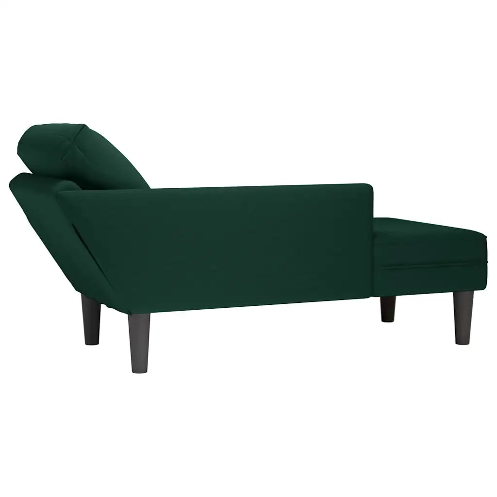 Sdraio con Cuscino e Bracciolo Destro in Velluto Verde Scuro CFW4804546
