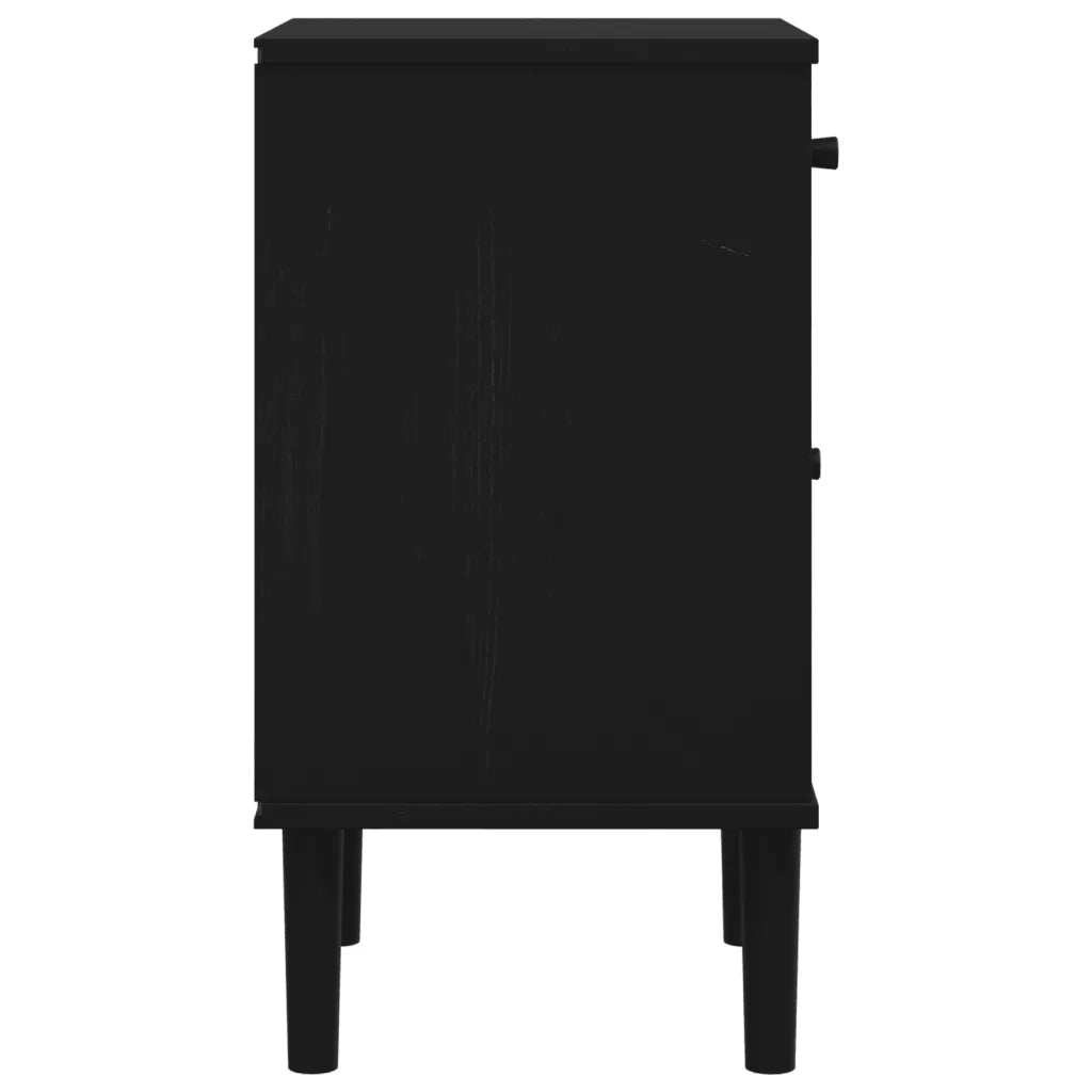 Comodino SENJA Aspetto Rattan Nero 40x35x65 cm in Legno Pino 358015
