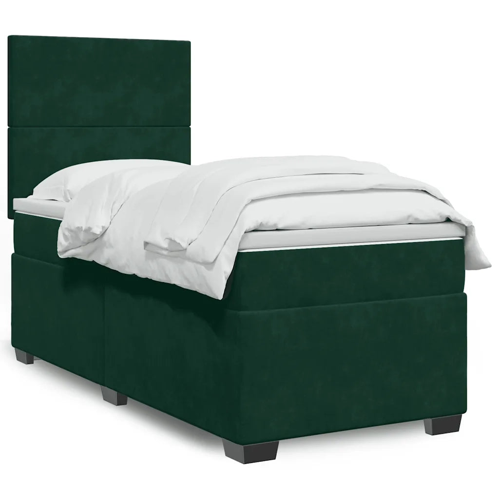 Giroletto a Molle con Materasso Verde Scuro 100x200 cm Velluto 3293131