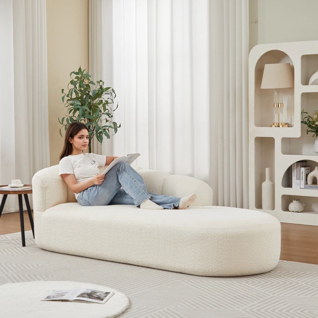 DIVANO Relax in chenille beige con schienale ondulato