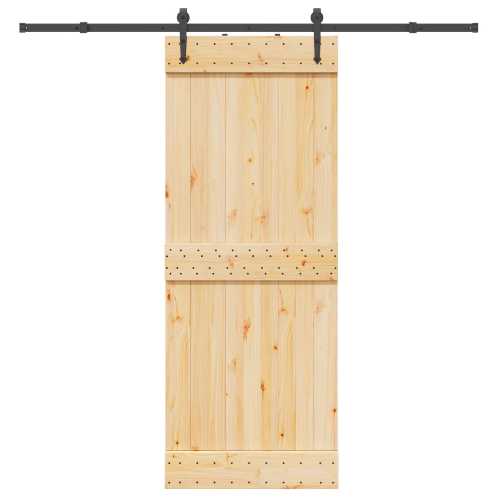 Porta scorrevole NARVIK Naturale e Nero 80 x 210 cm (213,5 cm)