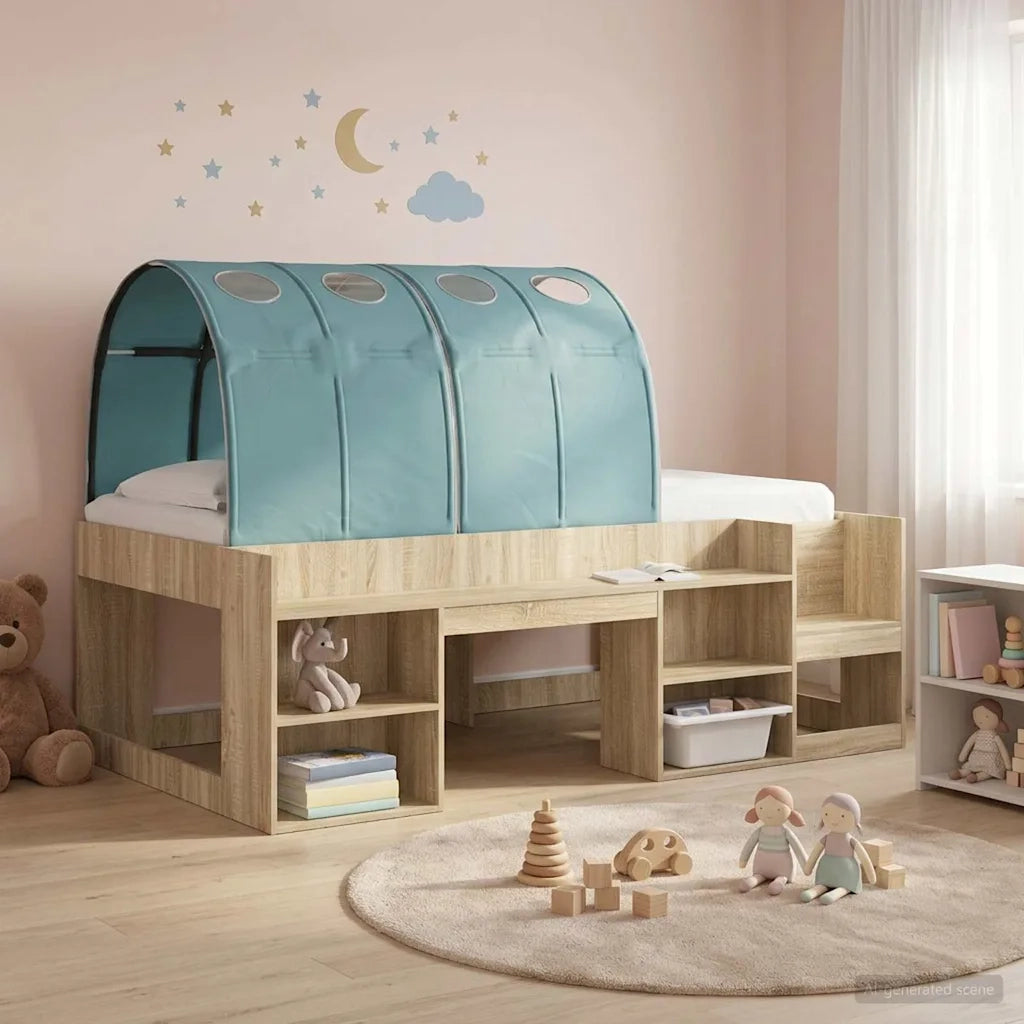 Tunnel per Letto 2 pcs Azzurro 211 x 67.5 x 2 cm Poliestere 893709