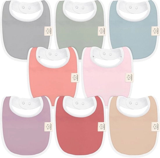 Slabbettoni per bambini, confezione da 8 slabbettoni in cotone biologico per la dentizione, slabbettoni, slabbettoni grandi per neonati e bambini piccoli (pastello smorto)