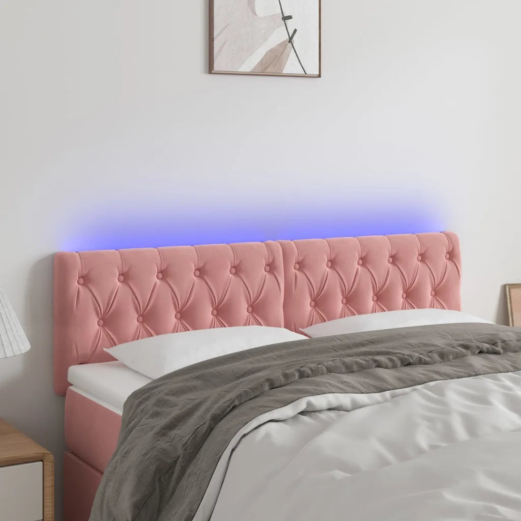 Testiera | Testata a LED Rosa 144x7x78/88 cm in Velluto