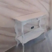 Consolle entratina provenzale in legno massiccio Shabby chic bianco