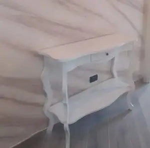 Consolle entratina provenzale in legno massiccio Shabby chic bianco