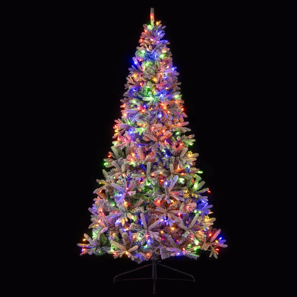Albero di natale pre-illuminato innevato con 652 punte di rami in PE e PVC, Albero di natale artificiale met¨¤ 180 cm Verde-Alberi di Natale