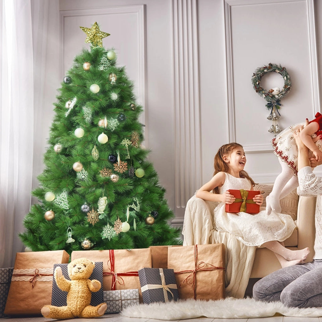 Albero di Natale non illuminato 180 cm, Abete artificiale con base di metallo perfetto come decorazione
