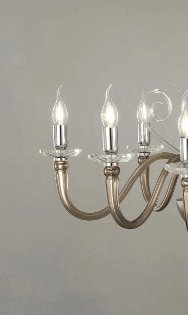 APPLIQUE DEBUSSY 2 LUCI FUME' CROMO ATTACCO E14 L.38CM