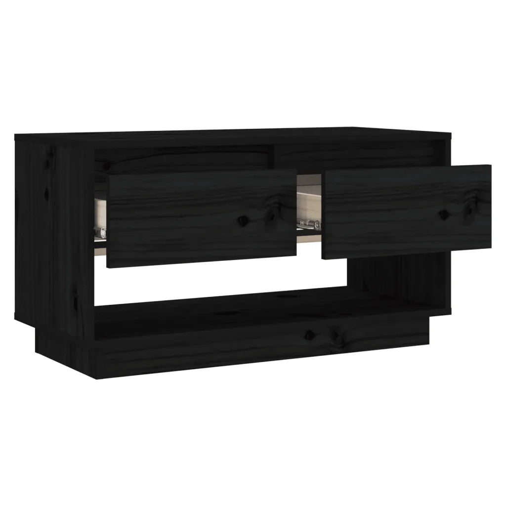 Mobile Porta TV Nero 74x34x40 cm in Legno Massello di Pino 813843