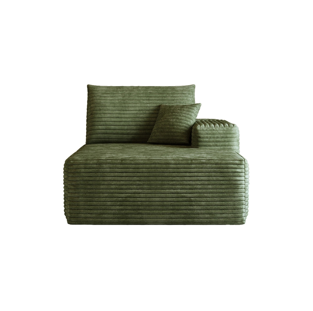 DIVANO Angolare Reversibile in Tessuto Corduroy Verde con Chaise Lounge