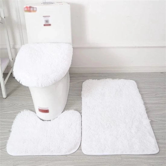 Set di asciugamani per bagno, 3 pezzi: asciugamano antiscivolo lungo, asciugamano curvo morbido, asciugamano per il bagno lungo, bianco.