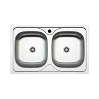 Lavello incasso cucina acciaio 86x50 cm due vasche