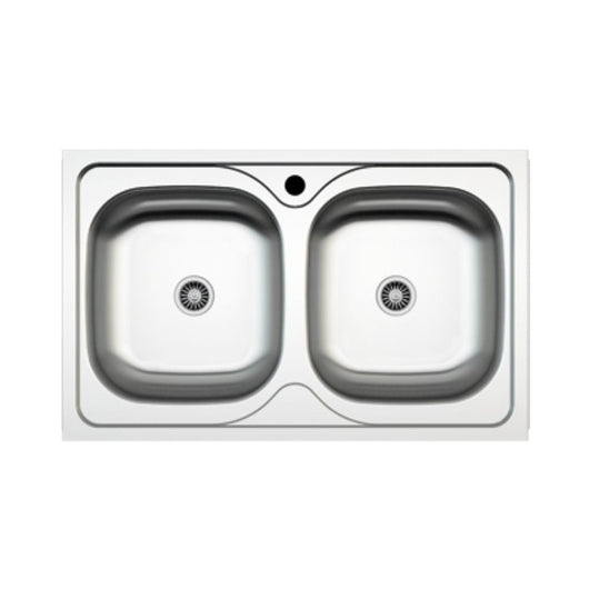 Lavello incasso cucina acciaio 86x50 cm due vasche