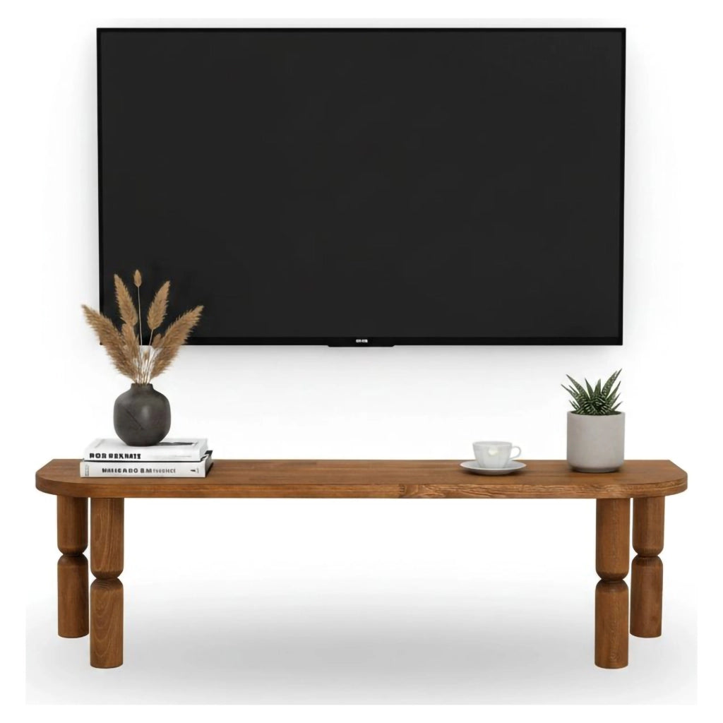 Mobile porta TV Fengshen, Credenza da soggiorno, Armadio basso per TV, Base parete attrezzata, 140x35h40 cm, Quercia