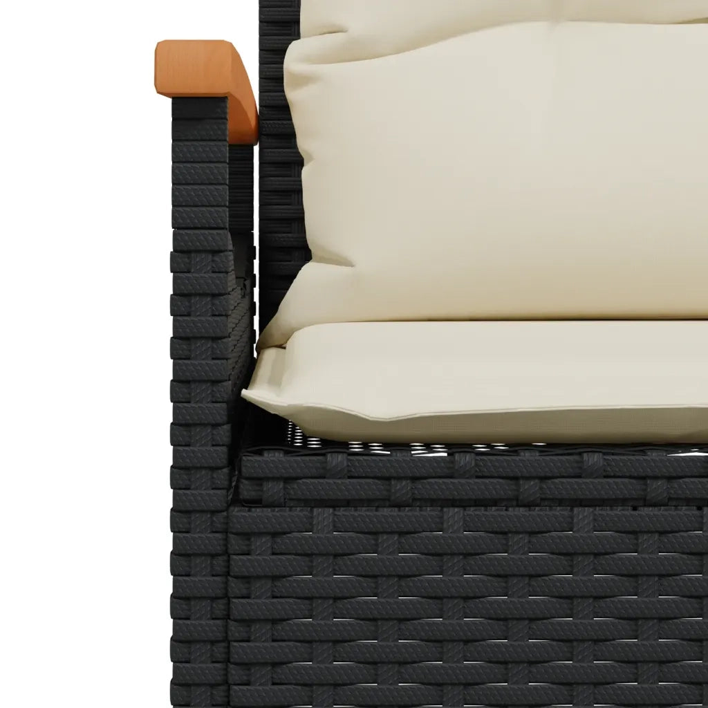 Set Divani da Giardino 3 pz con Cuscini in Polyrattan Nero 368404